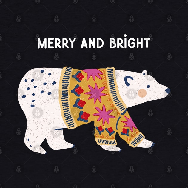 Merry Polar Bear in a Bright, Festive Sweater by Huge Potato